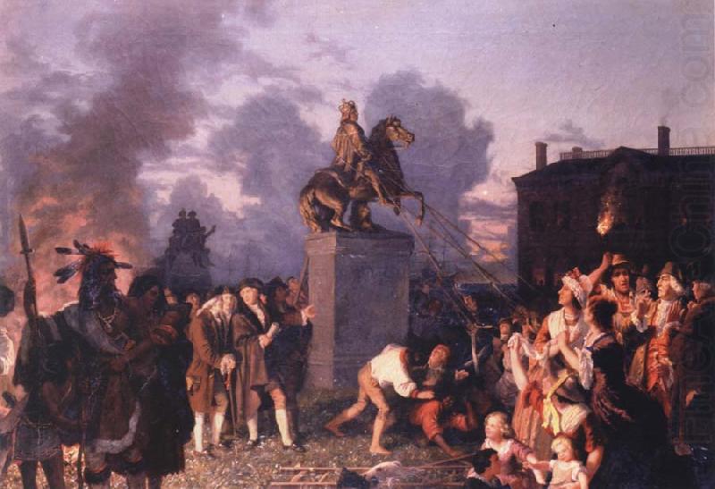 Pulling Down the Statue of King George III, Johannes Adam  Oertel